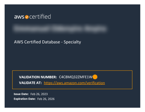 сертификат AWS Certified Database – Specialty от aws.amazon.com