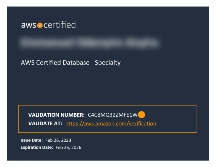 сертификат AWS Certified Database – Specialty от aws.amazon.com