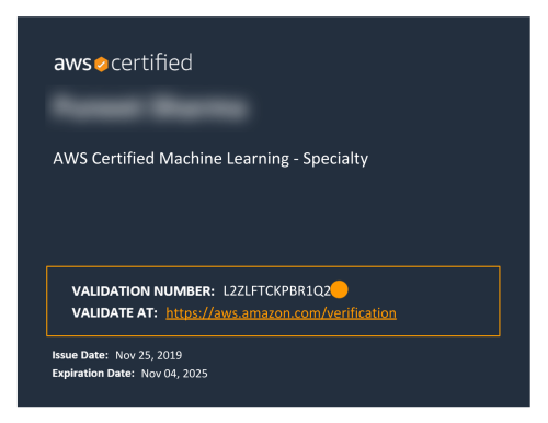 сертификат AWS Certified Machine Learning – Specialty от aws.amazon.com