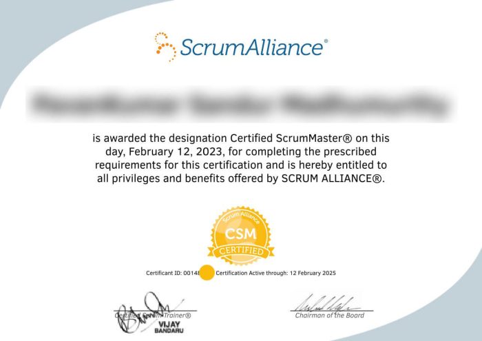 сертификат Certified ScrumMaster от Scrumalliance.org