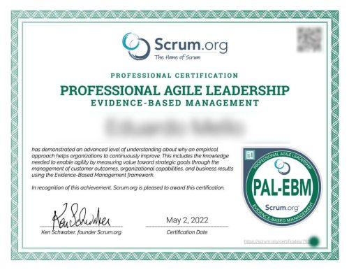 сертификат Professional Agile Leadership от scrum.org