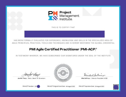 сертификат Agile Certified Practitioner от pmi.org