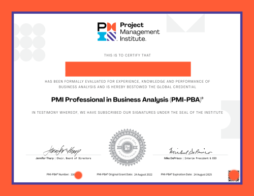 сертификат Professional in Business Analysis от pmi.org