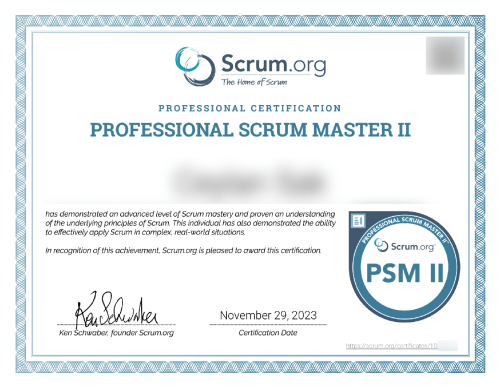 Professional Scrum Master II от 29/11/2023