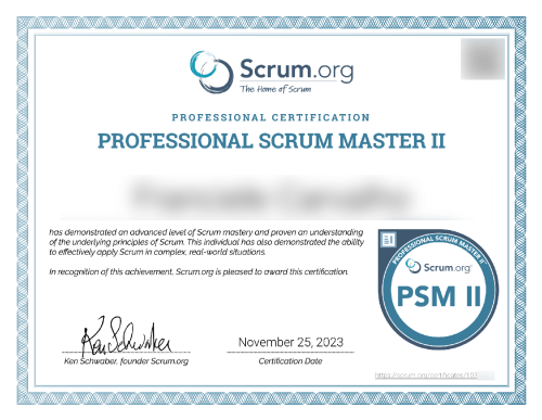 Professional Scrum Master II от 25/11/2023