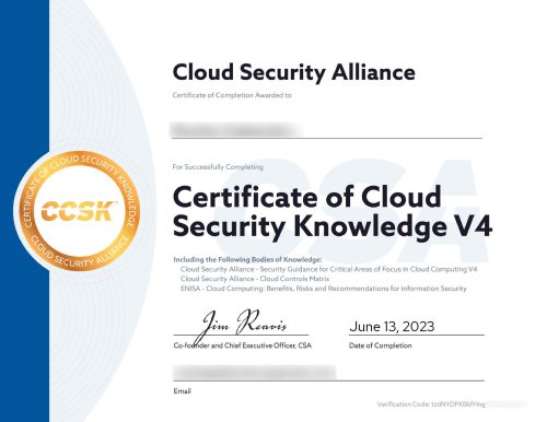 Certificate of Cloud Security Knowledge